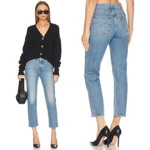 LEVI'S Premium Wedgie Straight Button Fly Jean Sz 26 Christina Blue